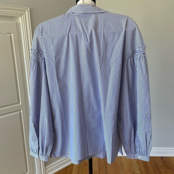 Halogen blue and white stripe embroidered top in a size medium office business - Picture 10 of 16